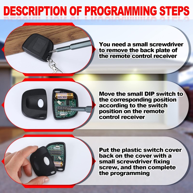 Kingdder 3 Pcs 8 Dip Switch 310mhz Garage Door Remote