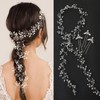 Brihasory Bridal Hair Accessories Extra Long Pearl and Crystal Beads