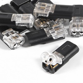 20Pcs Double-Wire Plug-in Connector Led Light Strip Connectors 2 Pin, Quick Splice Wire Wiring Connector for AWG 20-24,2 Pin 2 Way Universal Compact Wire Terminals, No Wire-Stripping Required