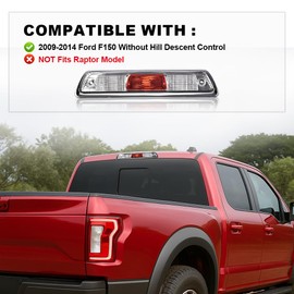 G-PLUS Third Brake Light Compatible with Ford F150 Truck 2009-2014 High Mount Stop Lights Rear Center Roof Third Cargo Light Parking Light Clear/Red Lens Chrome Housing 3rd Brake Light AL3Z13A613E