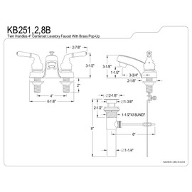 Kingston Brass KB251B Magellan Twin Lever Handle 4-Inch Centerset Lavatory Faucet with Brass Pop-Up, Polished Chrome