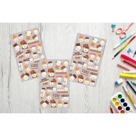 McEtt S'Mores Marshmallow Sticker Sheets - Cute Smores Stickers for Kids and Adults - 3 Sheet Pack (60 Pieces)