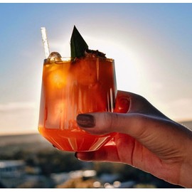 Drinique Unbreakable Stemless Wine Glasses (Set of 4) 12oz Tritan Plastic Stemless Glassware for Indoor or Outdoor Use - Amber