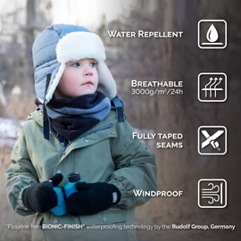 JAN & JUL Toddler Boy Girl Windproof Trapper Winter Hat (M: 6-24M, Nebula Blue)