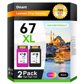 67XL 67 Ink Cartridges Black/Color Combo Pack Replacement for HP Ink 67 XL Work for DeskJet 2755e Ink Cartridges 2700e 2855e 4155e Envy 6055 6455e Printer 2 Pack (Black, Tri-Color)