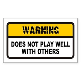 CafePress Does Not Play Well with Others Sticker (Rectangula Rectangle Bumper Sticker Car Decal