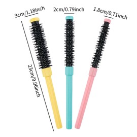 perfeclan 3Pcs Round Hairbrush Hair Brush Mini Round Comb for Short Curly Straight Thick Men Women Bangs Lifting Hair Dresses
