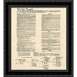 Constitution Document 20x22 Black Ornate Wood Framed Canvas Art by Continental Congress