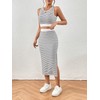 GORGLITTER Women's Skirt Sets 2 Piece Outfits Striped Skirt and