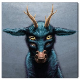 The Oliver Gal Artist Co. Fantasy Wall Art Canvas Prints 'Mystical Creature' Home Décor, 12" x 12", Blue, Gray