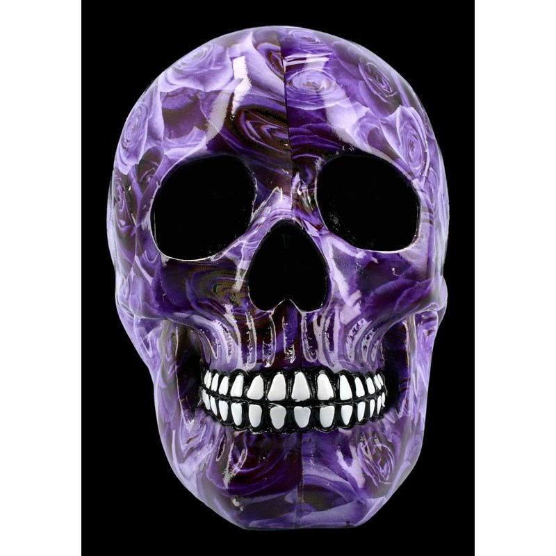 Figuren Shop GmbH Colourful Gothic Skull with Roses - Purple