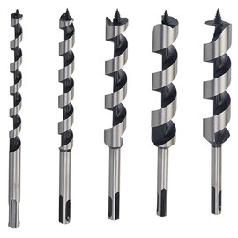 Dapetz ® SDS Plus Auger Bit Set 5pce 10-25mm Hex Shank Spiral Point Drilling Holes, Hardened high Carbon Steel, Fine Pitch Spiral Point and Single spur