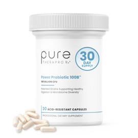 Pure Therapro Rx Power Probiotic 100B | 30 Acid Resistant Capsules - 1 Month Supply | 4 Proven Strains 100 Billion CFU | Flora Balance & Digestion | NO Refrigeration Required | Non-GMO | Zero Fillers