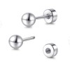 TitanHeart Hypoallergenic Titanium Screw Back Flat Back Ball Stud Earrings
