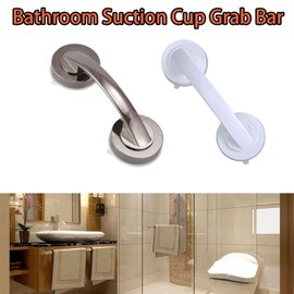SagaSave Suction Cup Grab Bars for Bathtubs & Showers, Safety Bathroom Assist Handle, Bathroom Safety Bar for Seniors, Elderly, 8.66 Inch Shower Handle Strong Suction Grab Rails (Silver 2Pcs)
