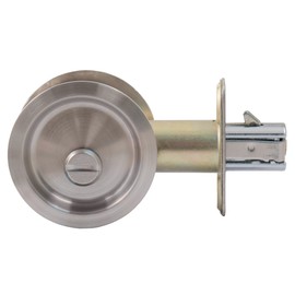 Round Pocket Door Lock, Privacy (Bed/Bath) Latch, 2-3/8" Backset, RCL, Satin Nickel by Stone Harbor Hardware