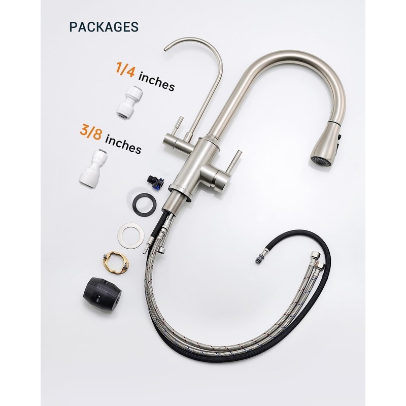 APPASO Kitchen Faucet with Water Filter, CUPC Certified Water Hose,