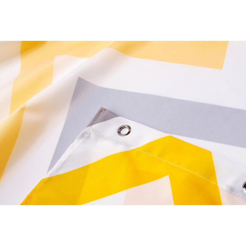 Croydex Yellow & Grey Chevron Textile Shower Curtain with Hygiene