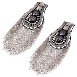 Artibetter 2pcs Shoulder Tassels Nutcracker Hat Rivets Shoulder Board Punk Shoulder Epaulette Link Chain Badge Epaulette Shoulder Board Tassel Hand Decor Women UK Man