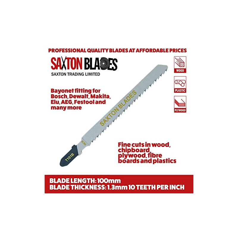 25 x Saxton Jigsaw blades Wood T101B fit Bosch, Dewalt,