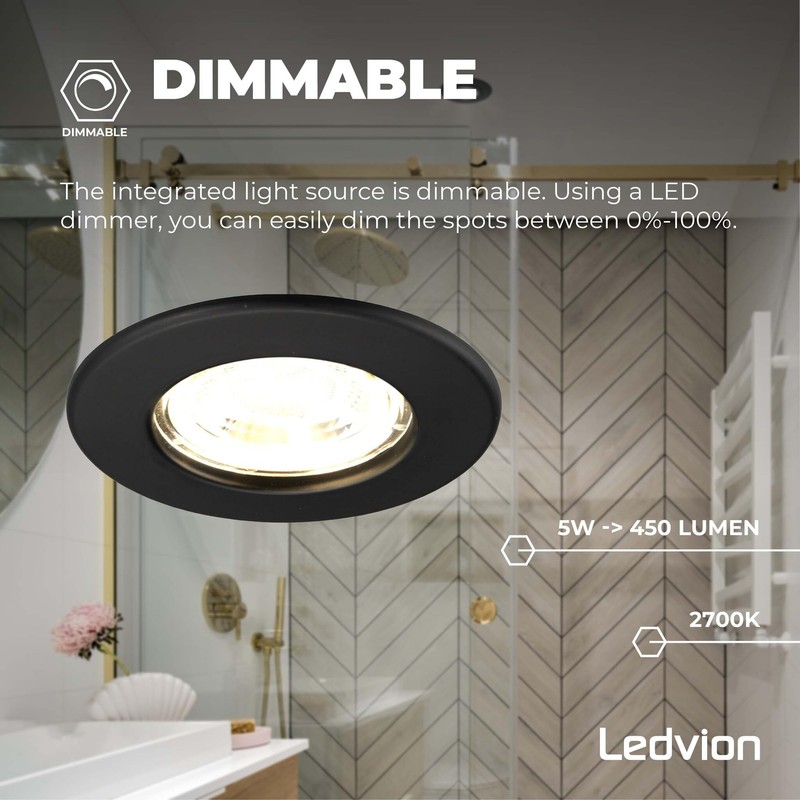 Ledvion - 3 x LED Recessed Spotlights, Dimmable, 5 W,