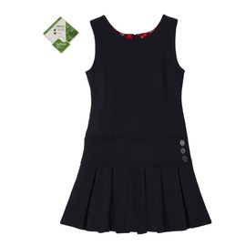 Bienzoe Girls School Uniform Jumper: Stretch Pleated Durable Kids Knee Length Sleeveless Dress Black 4