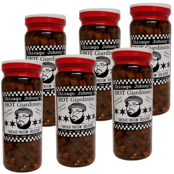6 Pack Of Chicago Johnnys Hot Giardiniera In Olive Oil