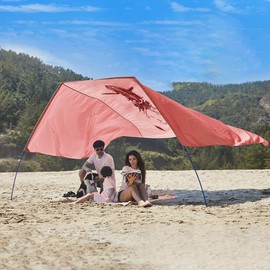 ALYCASO Sun Shade Canopy Shelter, Wind Canopy for Beach, Backyard, Park, Dessert, Light Weight, Easy Set Up, 150 Sq. Ft. of Shade for 3-6 People, Burnt Coral