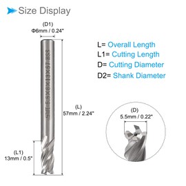 CoCud 4-Flute Spiral End Mill Bits, 5.5mm Diameter 13mm Length, High Speed Steel Straight Milling Cutter with Storage Case- (Applications: for Plywood Hardwood Plastic),