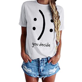 BLACKMYTH Women's T-Shirts Cotton Funny Grahpic Design Casual Short Sleeve Top Tees White Large