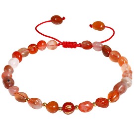 XHUUU Feng Shui Beaded Agate Anklet Chip Tumbled Crystals Ankle Bracelets for Women Reiki Crystals Jewelry Adjustable (Red Agate)