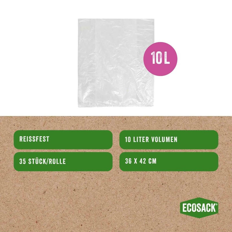 ECOSACK Eco bin liners, 10 litres, 10 rolls (350 pieces),