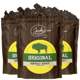 Jerky.com Original Buffalo Jerky 3-Pack - Exotic Jerky High Protein, Gluten-Free, All-Natural Exotic Snack - Premium Wild Game Meat - Perfect for Hiking, Camping, and On-the-Go 1.75oz (Pack of 3)