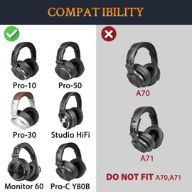 SOULWIT Cooling Gel Earpads Replacement for OneOdio Pro-10/Pro-30/Pro-50/Studio HiFi/Studio Pro-C Y80B/Monitor 60 Headphones, Ear Pads Cushions with High-Density Foam, Ice Silk Fabric - Grey