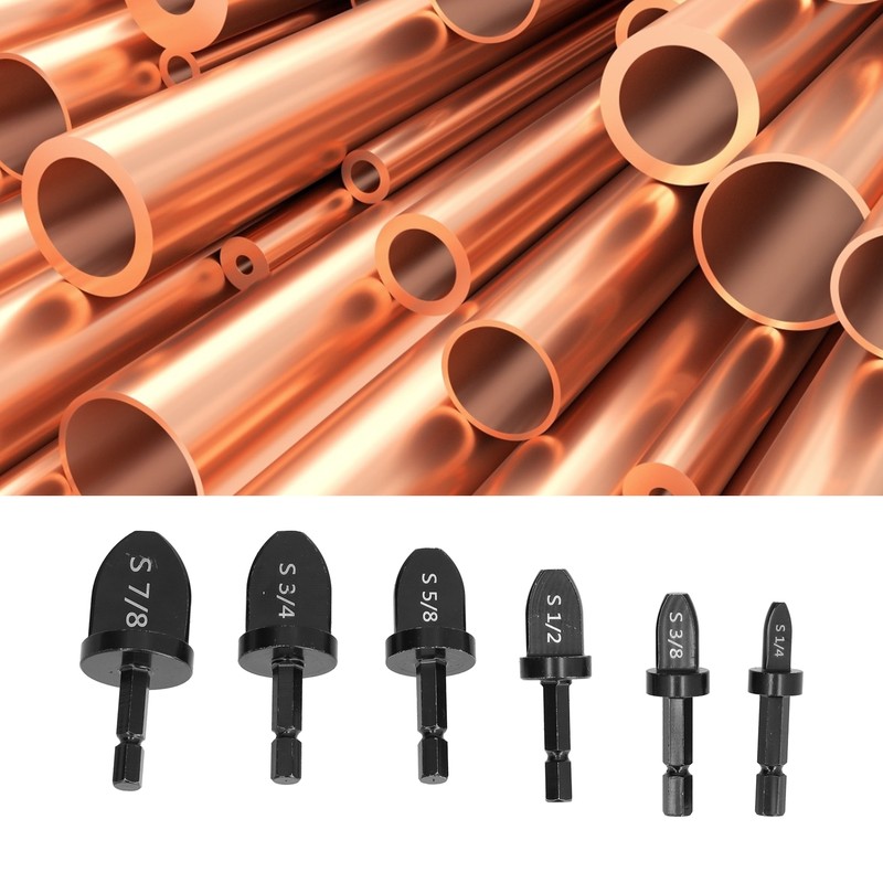 6Pcs Tube Expander Set Hex Handle Pipe Swaging Drill Bit