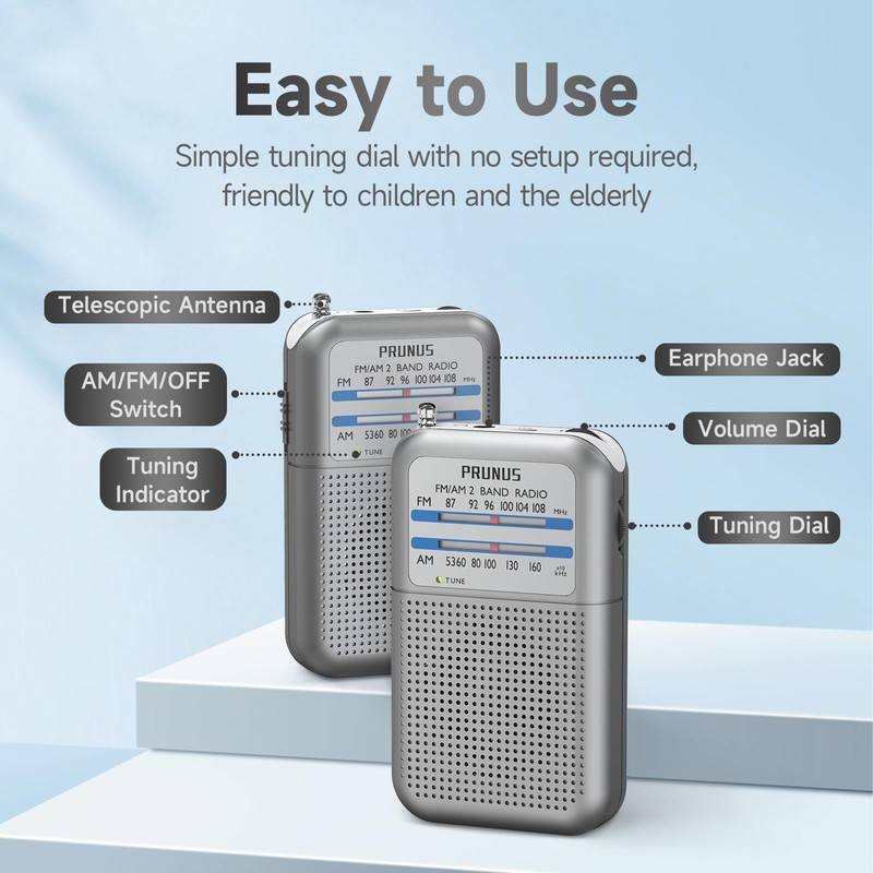 Pocket Battery AM FM Radio Portable, Mini Transistor Radio with