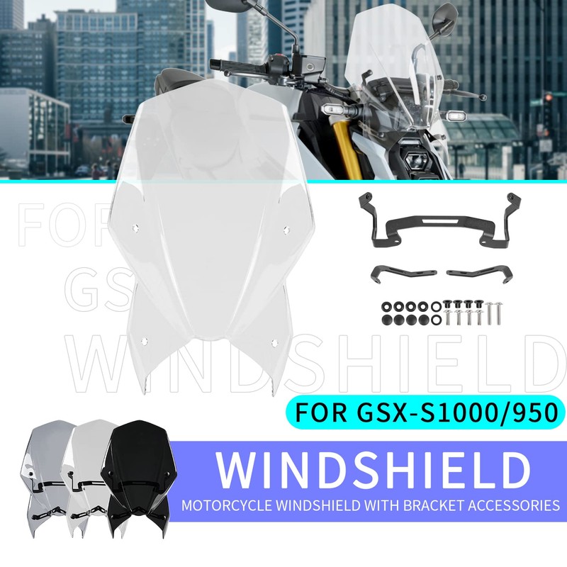 Motorcycle Windshield Deflector with Bracket Double Bubble Windscreen Fit for