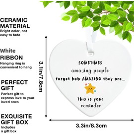 Ceramic Thank You Gift - Heart Plaque Inspirational Appreciation Sentimental You're Amazing Gifts For Best Friend Teacher Nurse Worker Mentor Family Colleague - Sometimes Amazing People Forget