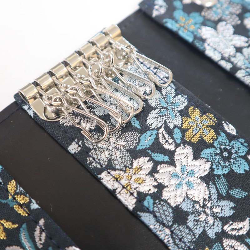 COCOLUCK Men's Key Case, Japanese Pattern, Golden Brocade, Nishijin Textile,