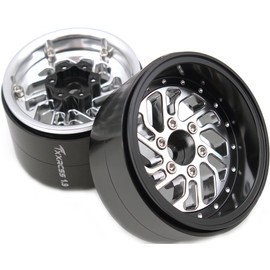 TxXrcss RC 1.9 Inch Beadlock Wheels Rims Hex 12mm Aluminum Wheel for TRX4 SCX10 Gen8 1/10 RC Crawler Remote Control Car Upgrades Accessories (Silver & Black)