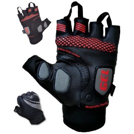 TheWhiteWater - Cycling Gloves - Multiuse Sports Genuine Lambskin Leather (L) Mesh Padded Gel Short - Fingerless Gloves Slip Resistance Gym Unisex Men/Women (Leather - L)