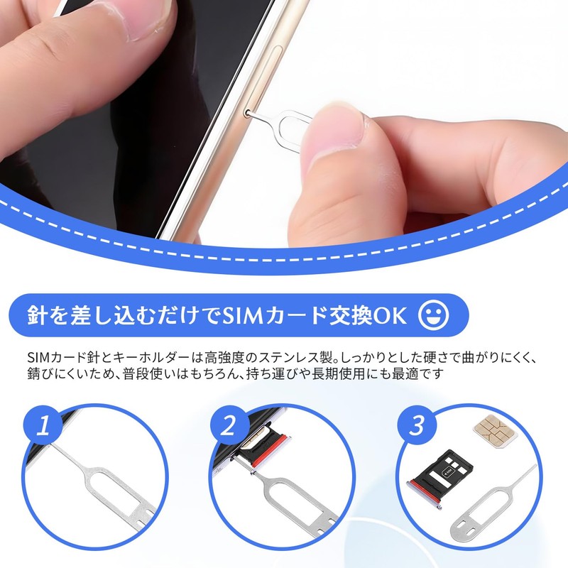 SIM Pin, Set of 3, SIM Eject Pin for Smartphones,