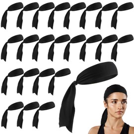24-Pack Tie Headband for Women, Sports Tennis Headbands Karate Headband,Elastic Sweatbands Hair Bands for Basketball Running Yoga Athletic