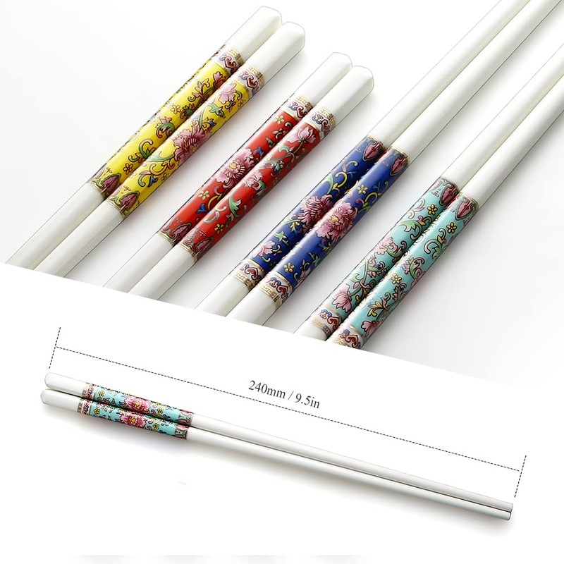 Chopsticks, 5 Pairs Chopsticks Reusable, Bone China, Dishwasher Safe, 9