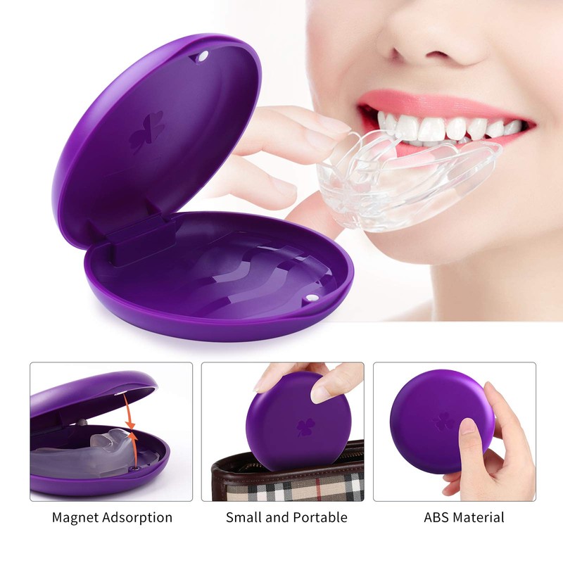 ZIZNBA 2 Pack Retainer Cases,Solid Orthodontic Retainer Case (Purple)