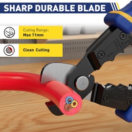haisstronica 4-in-1 Cable Cutters, 7-Inch Cable Cutter for Cutting, Stripping, Peeling & Breaking Cables up to 11mm, Ideal for Copper & Aluminum Wires