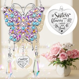 Christmas Sisters Gifts from Sister Gifts for Sisters from Brother, Best Sister Gifts Unique Sister Birthday Gifts for Sister in Law Soul Sister, Butterfly Crystal Sun Catcher Indoor Windows Hanging