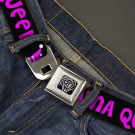 Buckle-Down Seatbelt Belt - DRAMA QUEEN Black/Fuchsia - 1.5" Wide - 24-38 Inches in Length