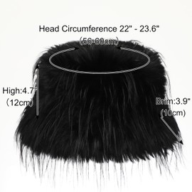 Women's Faux Fur Bucket Hats Winter Fluffy Warm Ladie's Plush Solid Color Fisherman Cap(Black)
