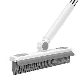 SetSail Grout Cleaner Brush with Long Handle, V-Shaped Floor Scrub Brush Swivel Grout Brush Stiff Bristle Grout Scrubber for Bathroom, Tile Line, Crevice, Kitchen, Wall, Deck, Garage, White Grey